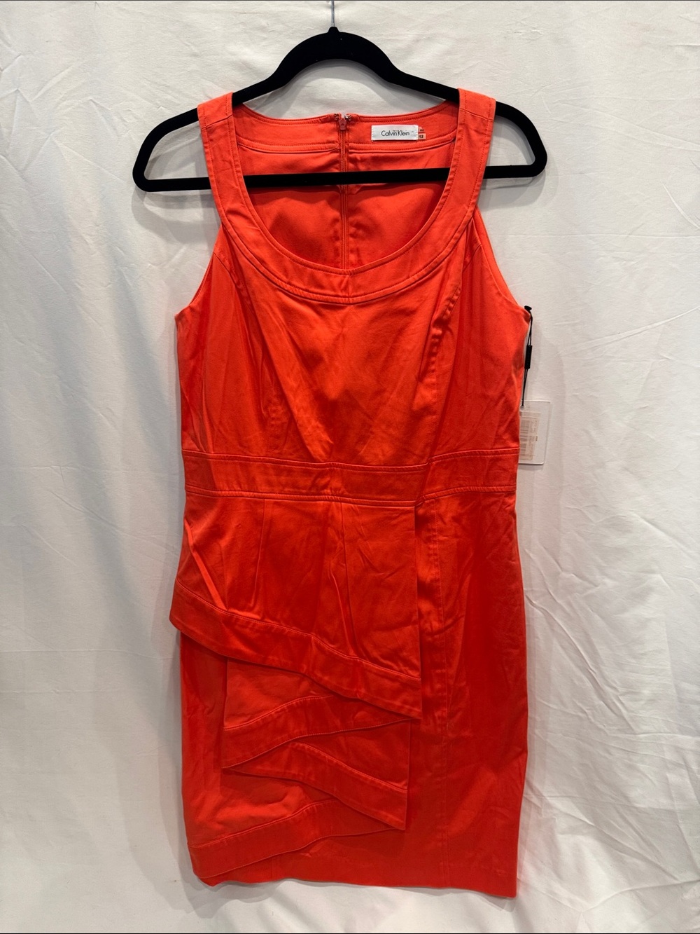 Calvin Klein Bright Orange Cotton Sleeveless Sheath Dress Size 12